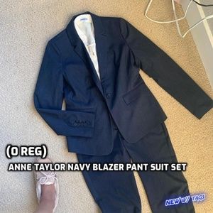 (0 Reg) NWT Ann Taylor Navy Blazer + Pant Suit Set